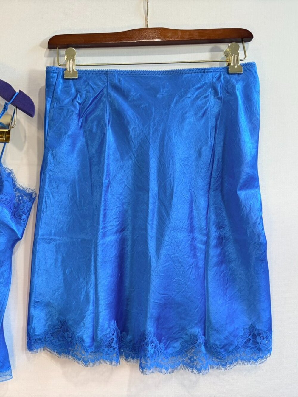 J.Crew Acetate Lace Trim Midi Skirt Cobalt Blue Y2K Size  XS - Picture 2 of 6